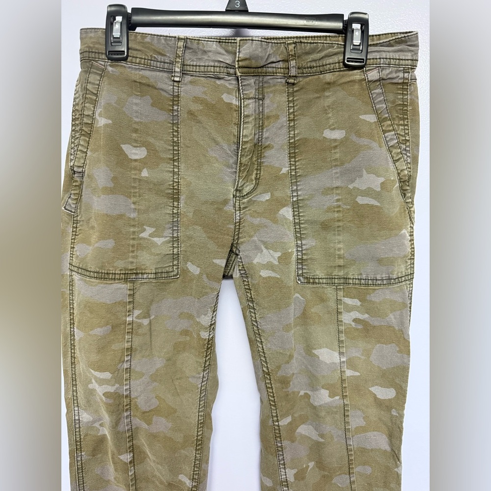 Anthropologie Olive Green Camouflage Cropped Pants